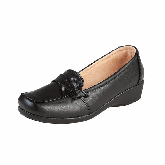 Zapato Confort Clasico Mujer CASTALIA Negro Detalle de Flor