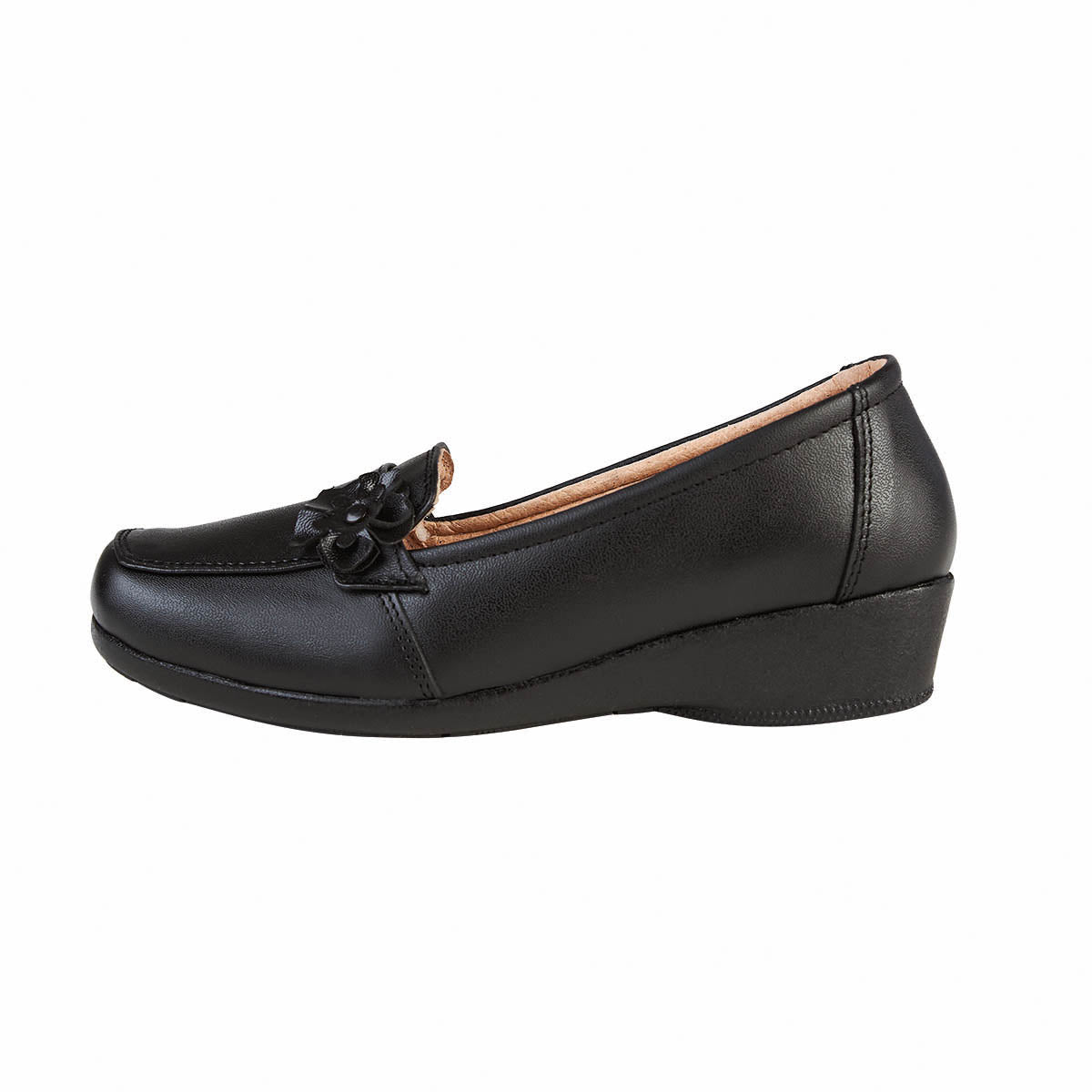 Zapato Confort Clasico Mujer CASTALIA Negro Detalle de Flor