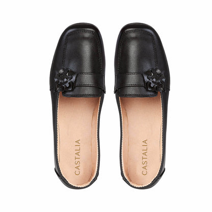 Zapato Confort Clasico Mujer CASTALIA Negro Detalle de Flor