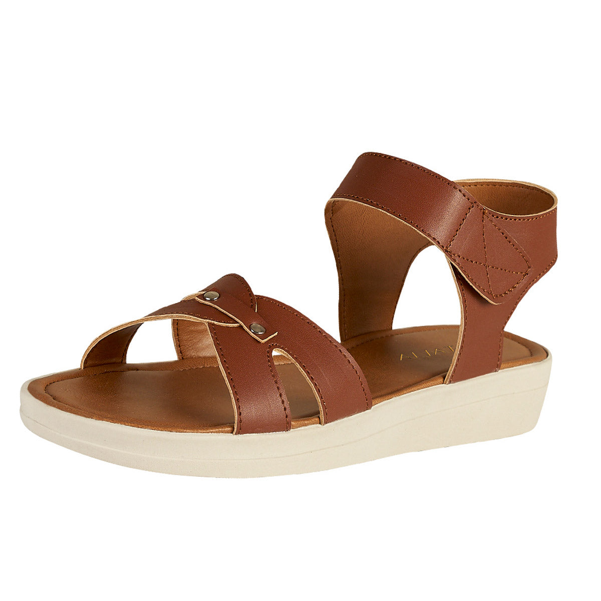 Sandalia Para Mujer CASTALIA 024-012 Tan Velcro Ajustable