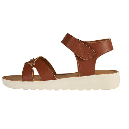 Sandalia Para Mujer CASTALIA 024-012 Tan Velcro Ajustable