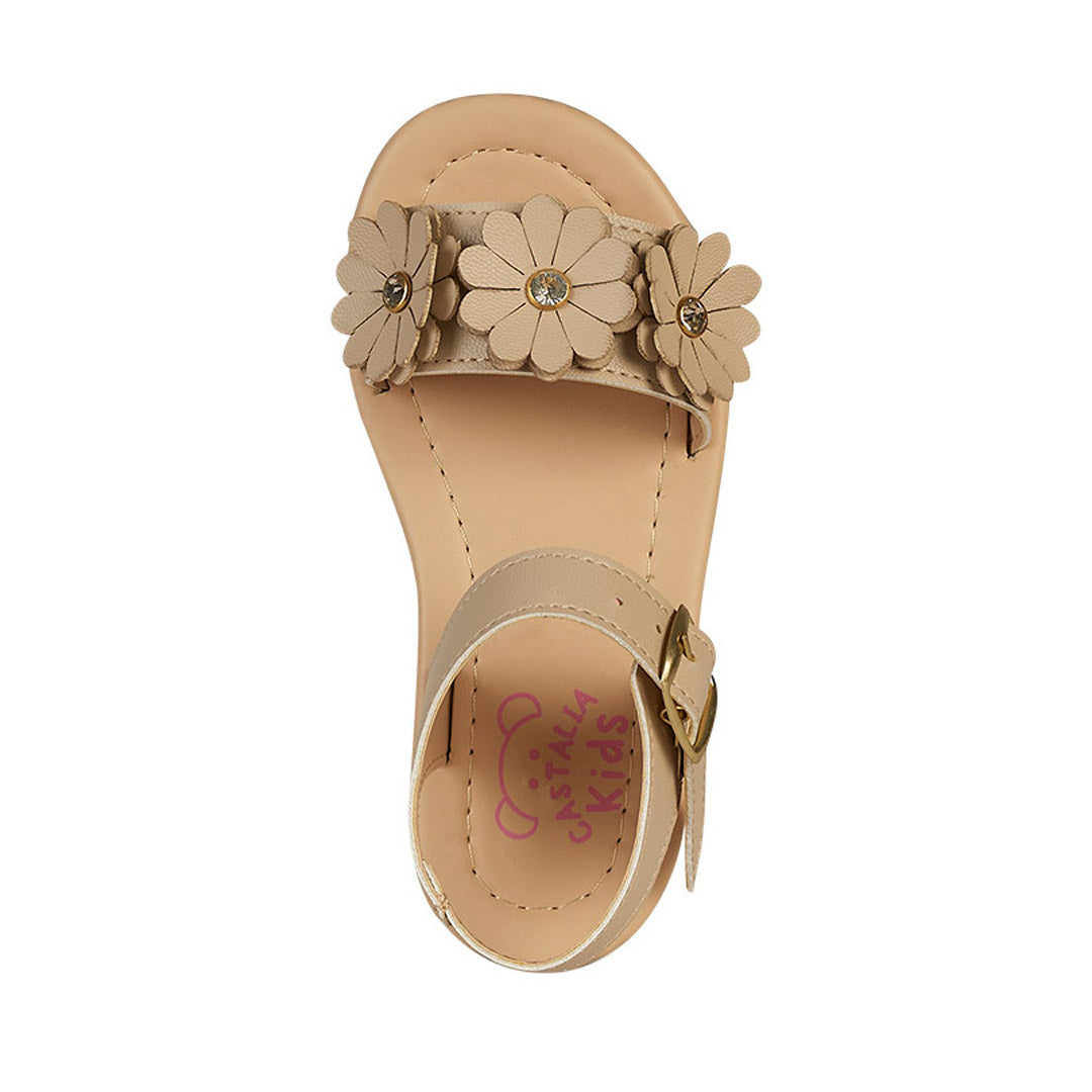 Huarache Para Niña CASTALIA 060-25 Beige con Flores