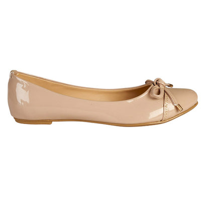 Balerina de Charol Para Mujer CASTALIA 191-56 Beige con Moño