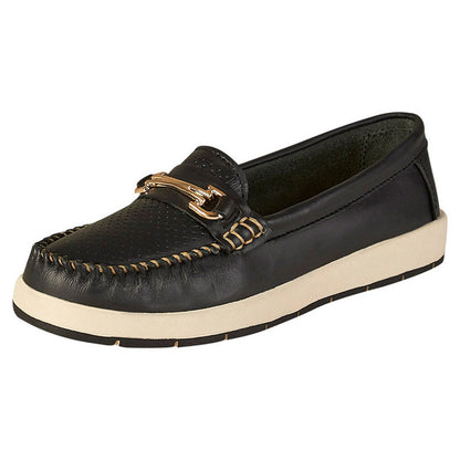 Zapato Confort Moderno Para Mujer CASTALIA 212-28 Negro Detalle Dorado