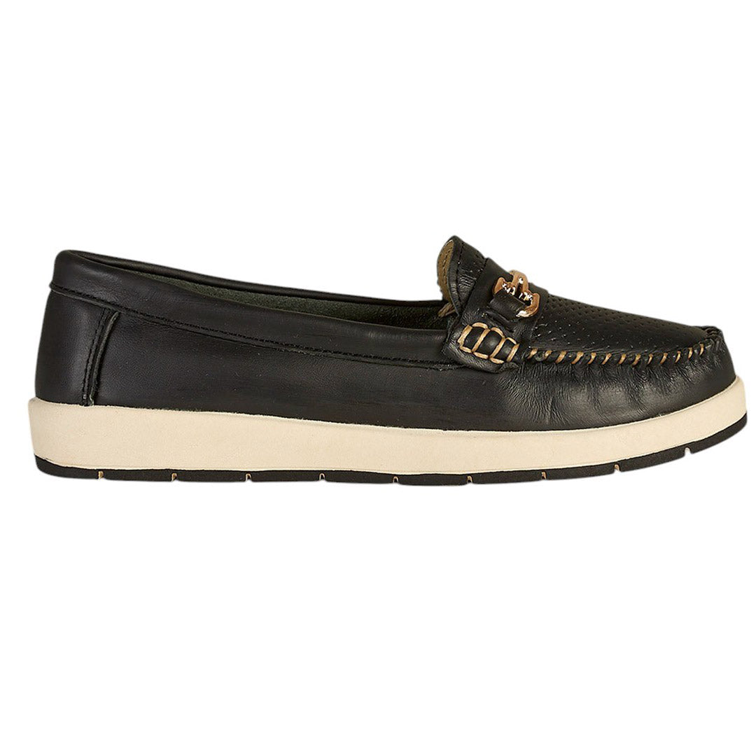 Zapato Confort Moderno Para Mujer CASTALIA 212-28 Negro Detalle Dorado