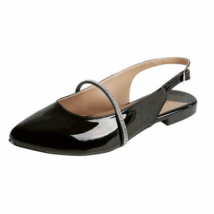 Balerina Charol Mujer CASTALIA 220-76 Negro Detalle pedreria