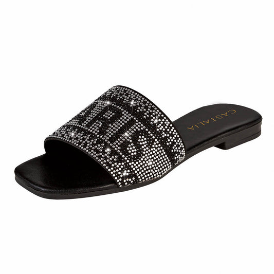 Huarache de Piso Mujer CASTALIA 220-84 Negro con Pedrería