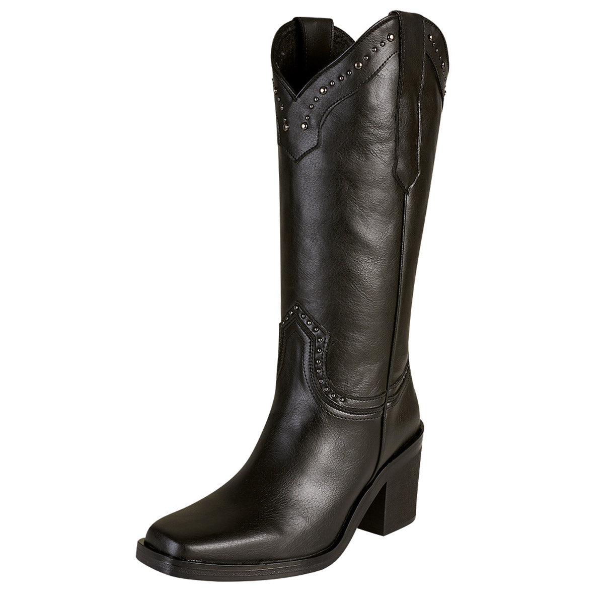 Bota Vaquera Mujer CASTALIA 256-78 Negro Detalles Plata