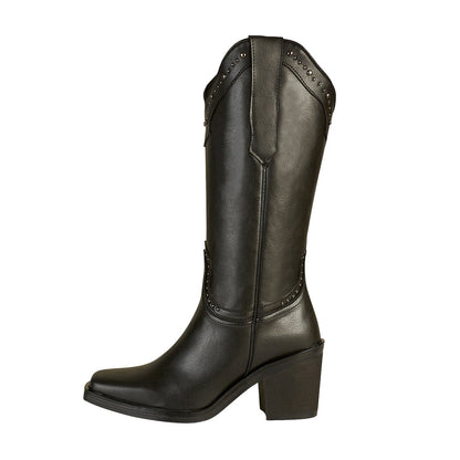 Bota Vaquera Mujer CASTALIA 256-78 Negro Detalles Plata