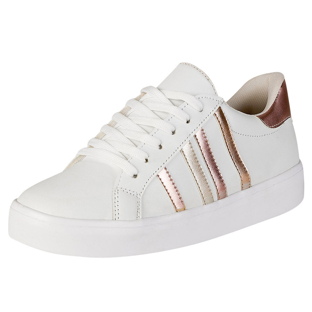 Tenis Urbano Para Mujer CASTALIA 382-61 Blanco y Oro Rosado