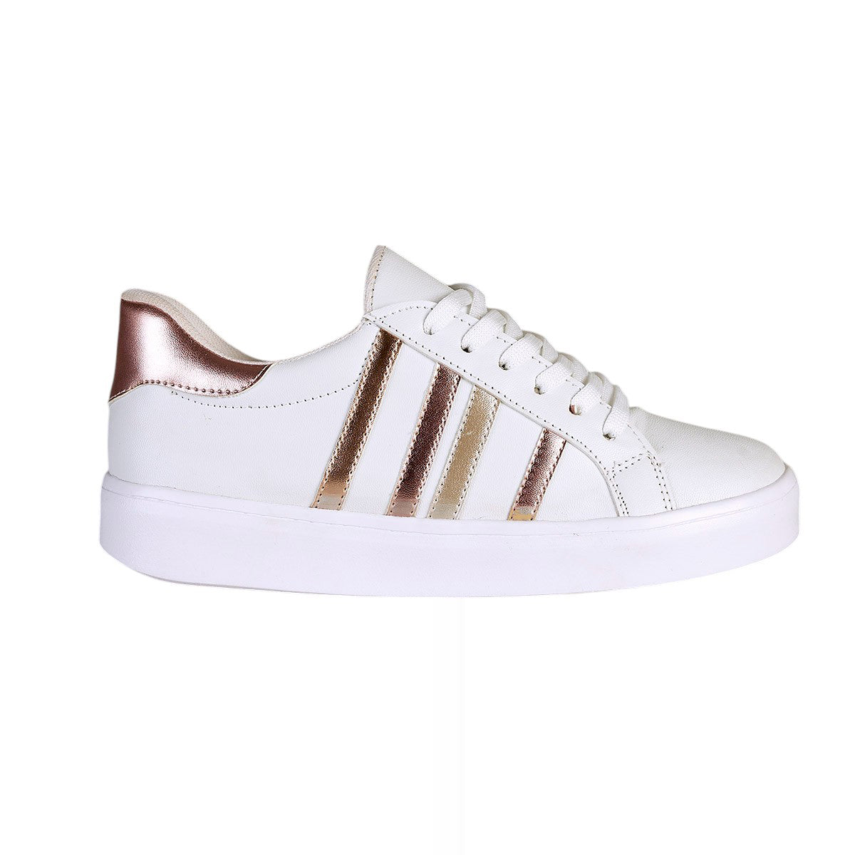 Tenis Urbano Para Mujer CASTALIA 382-61 Blanco y Oro Rosado