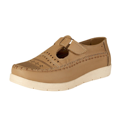 Zapato Confort Moderno Para Mujer CASTALIA 419-64 Beige Velcro Ajustable