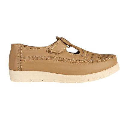 Zapato Confort Moderno Para Mujer CASTALIA 419-64 Beige Velcro Ajustable