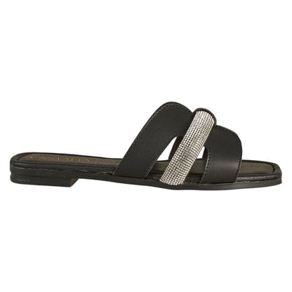 Sandalia Para Mujer CASTALIA 561-105 Negro con Pedría Plata