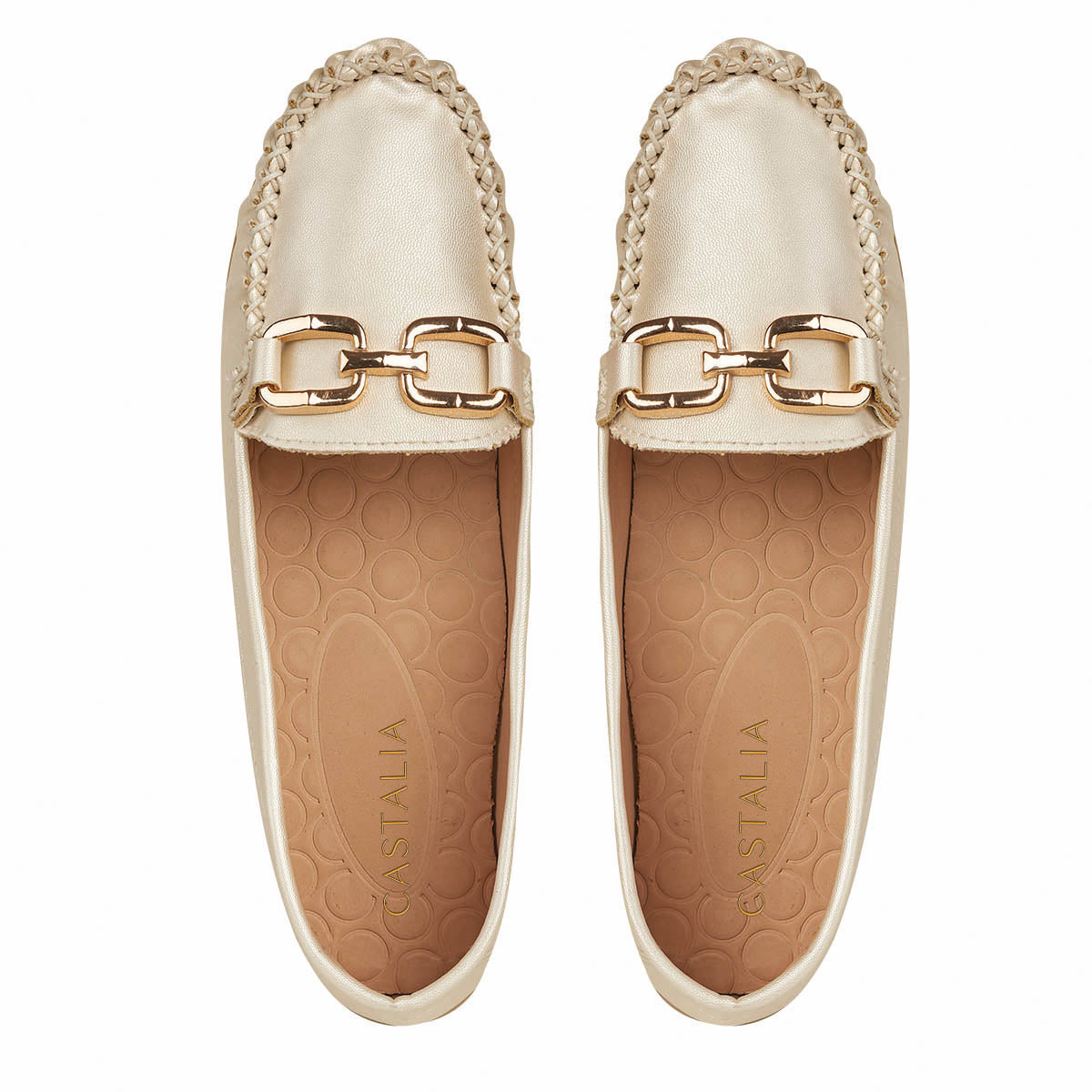 Zapato Confort Mujer CASTALIA 561-95 Blanco Detalle Dorado