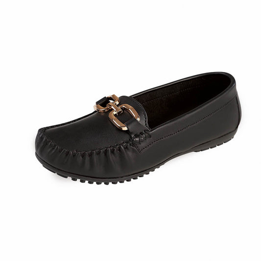 Zapato Confort  Mujer CASTALIA 561-96 Negro Detalle Dorado