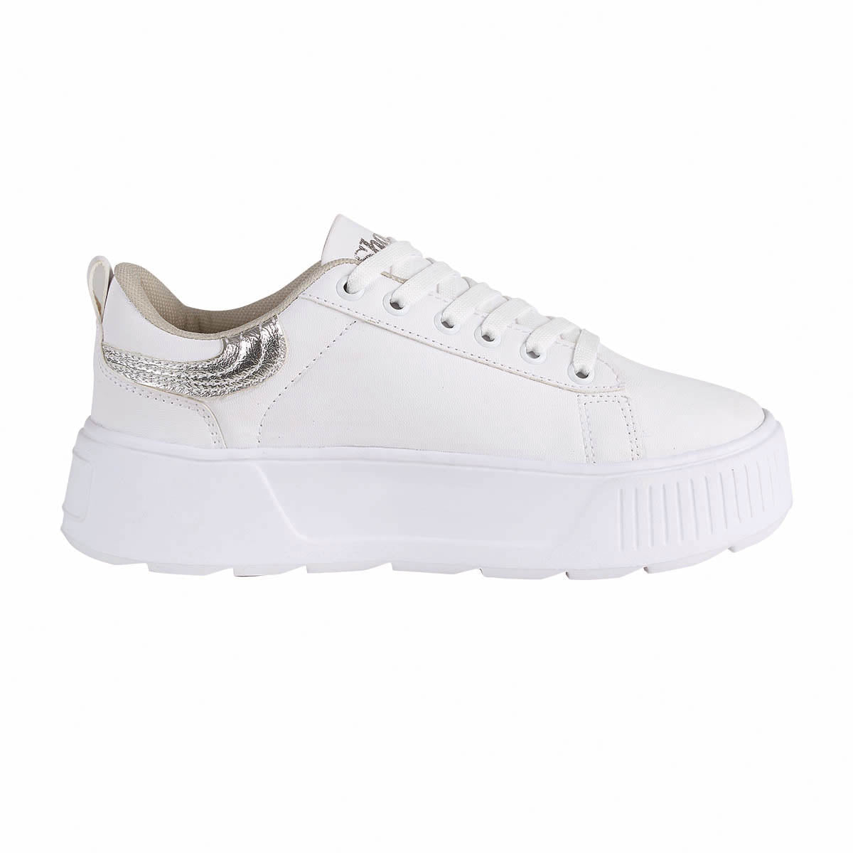 Tenis Urbano Mujer CASTALIA 671-08 Blanco Detalles en Plata