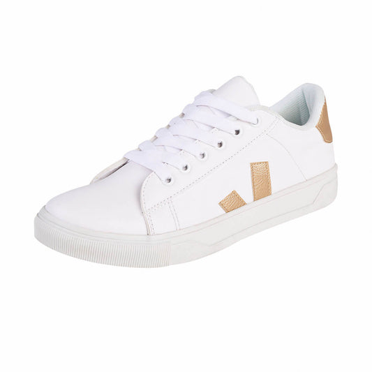 Tenis Urbano Mujer CASTALIA 692-09 Blanco Detalles en Oro